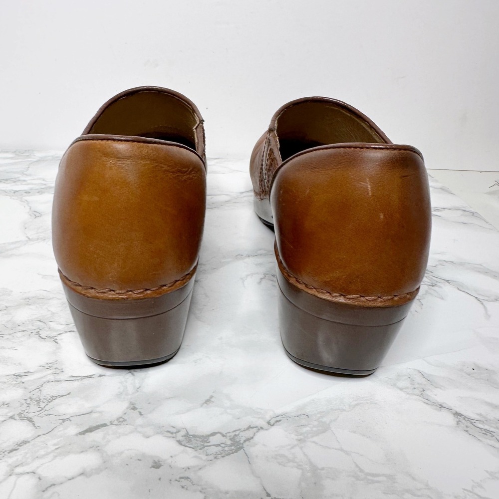 Dansko Cognac Leather Slip-On Clogs - Picture 3 of 6